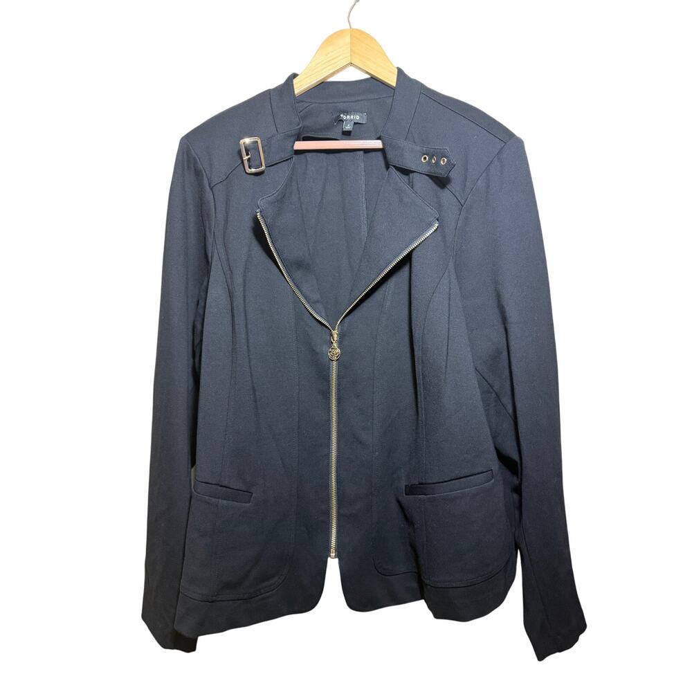 Torrid‎ Women Plus Jacket Black Asymmetrical Zip Ponte Moto Sz 4